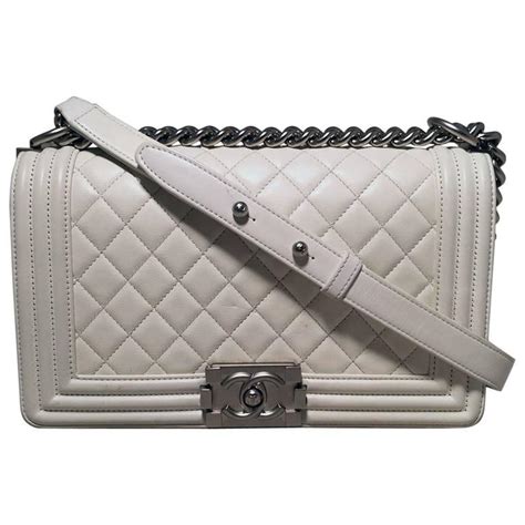 chanel boy white leather bag|boy Chanel bag price.